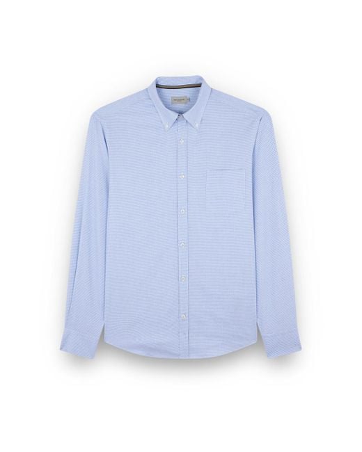 Paul & Shark Blue Cotton Shirt With Houndstooth Pattern for men