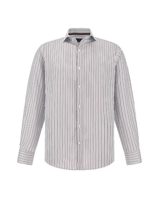 Paul & Shark Gray Cotton Twill Shirt With Striped Pattern for men