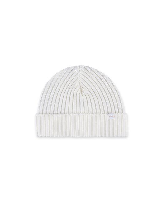 Paul & Shark White Soft Cool Touch Wool Beanie for men