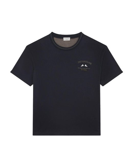 Paul & Shark Blue X-Soft Interlock Cotton T-Shirt With Embroidery for men