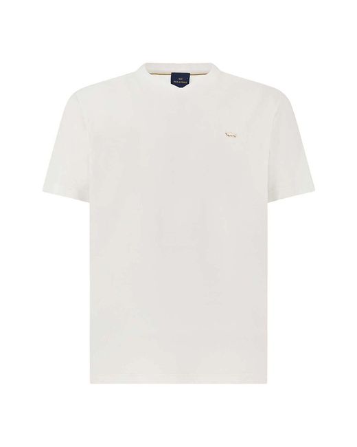 Paul & Shark White Double Mercerised Cotton Jersey V-Neck T-Shirt for men