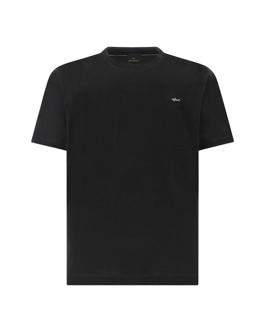 Paul & Shark Black Double Mercerised Cotton Jersey T-Shirt for men