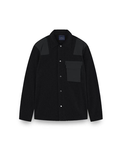 Paul & Shark Overshirt Aus Fleece Mit Technischen Stoffeinsätzen, Mann, Größe in Black für Herren
