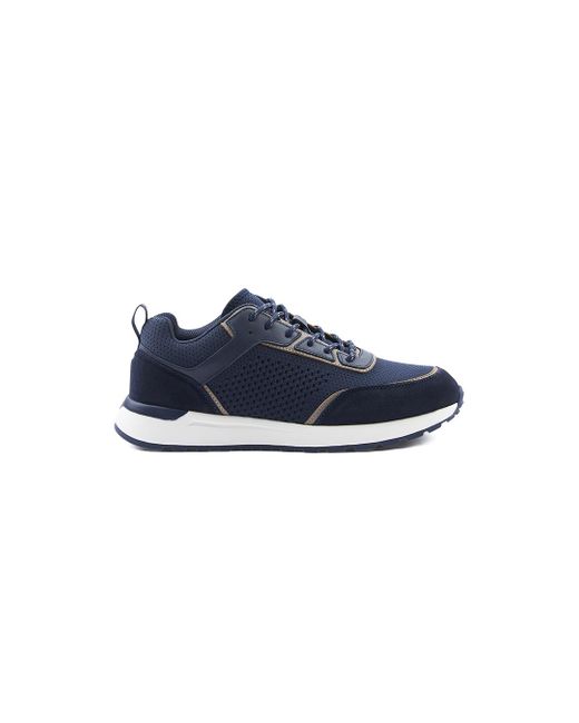 Paul & Shark Blue Knit And Leather Sneakers for men