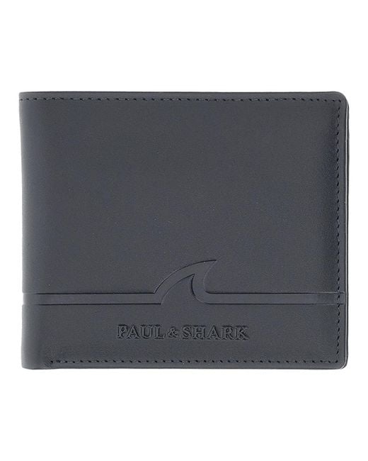 Paul & Shark Black Shark Fin-Embossed Leather Wallet for men
