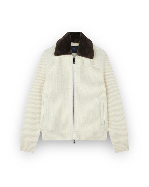 Paul & Shark White Re-Wool Zip-Up Sweater for men