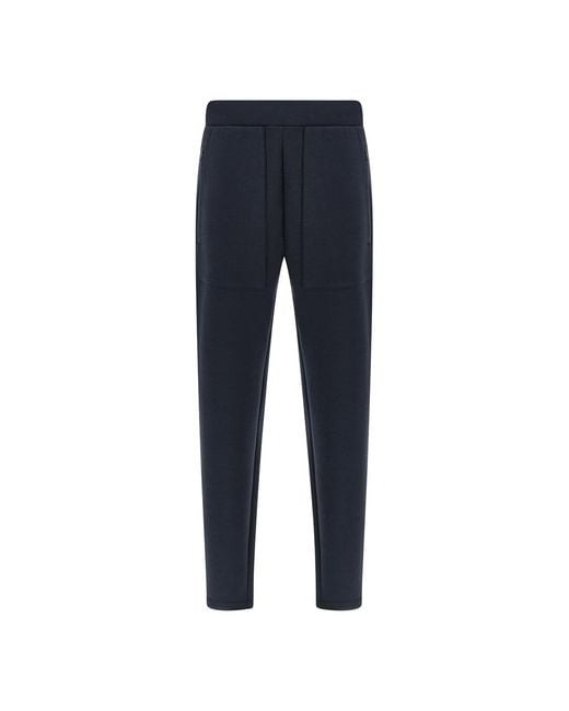 Paul & Shark Blue Supima Cotton Trousers With Alcantara Details for men