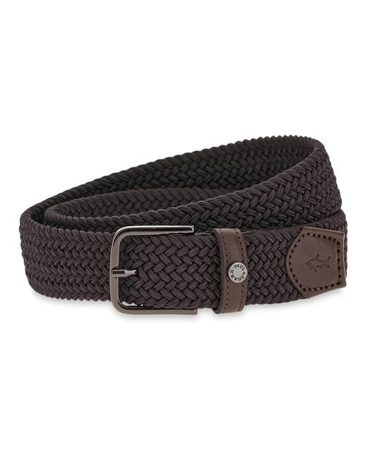 Paul & Shark Black Leather Trimmed Elastic Belt for men