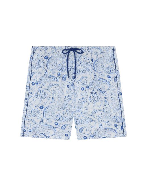 Paul & Shark Blue Swim Shorts With Paisley Print for men