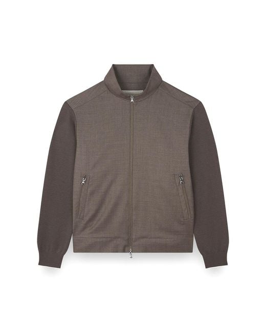 Paul & Shark Gray Merino Wool Hybrid Zip-Up Cardigan for men