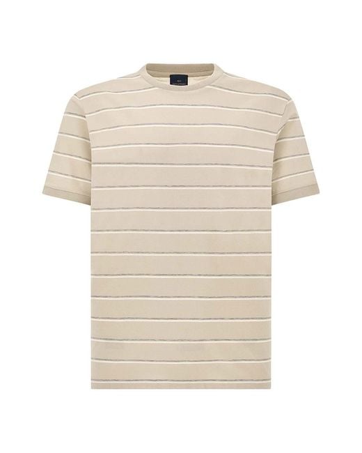 Paul & Shark Natural Double Mercerised Cotton Jersey T-Shirt With Stripe Pattern for men