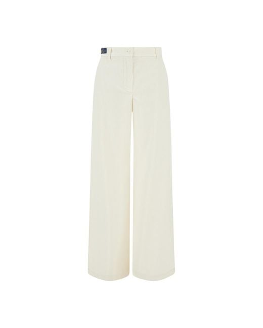 Paul & Shark White Velvet Palazzo Trousers