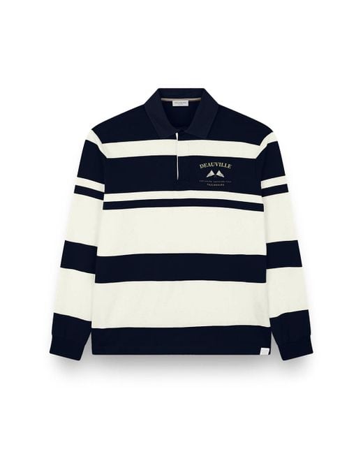 Paul & Shark Blue Cotton Jersey Rugby Polo Shirt With Embroidery, Dress for men