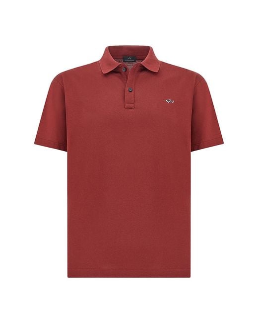 Paul & Shark Red Double Piqué Cotton Polo for men