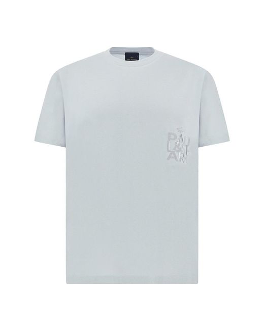 Paul & Shark Blue Cotton Jersey T-Shirt With Embroidery for men