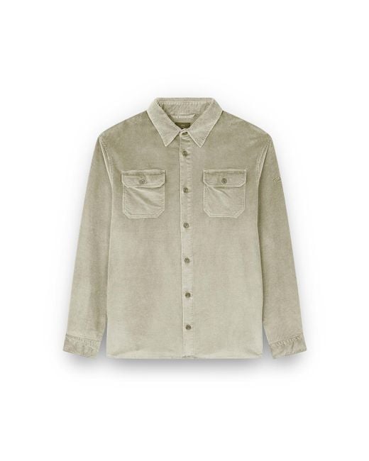 Paul & Shark Green Velvet Overshirt for men