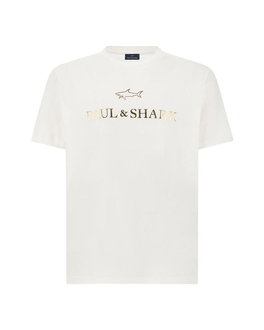 Paul & Shark White Light Cotton Jersey T-Shirt With Print for men