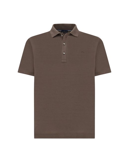 Paul & Shark Brown Double Mercerised Cotton Jersey Polo Shirt With Shark Fin Embroidery for men