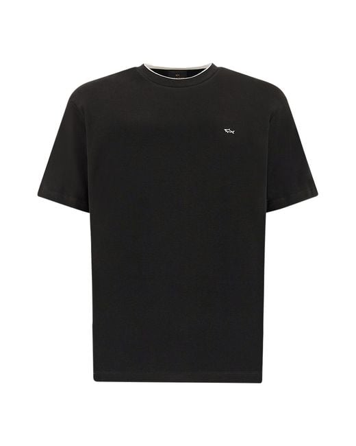 Paul & Shark Black Supima Extrafine Cotton T-Shirt for men