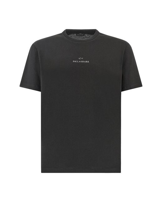 Paul & Shark Black Light Cotton Jersey T-Shirt With Print for men
