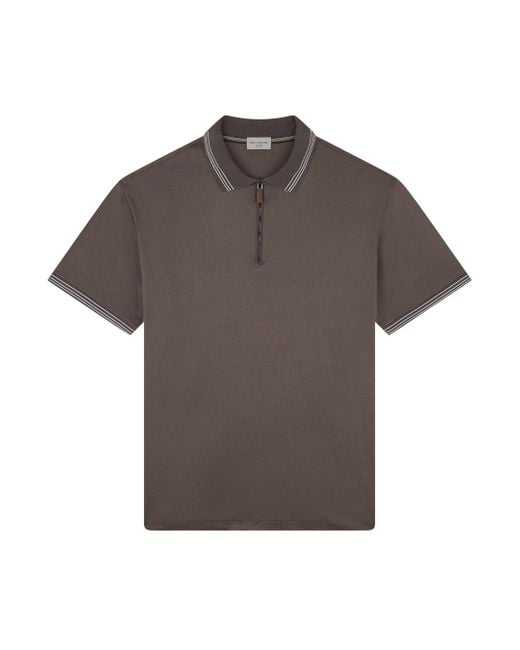 Paul & Shark Brown X-Soft Interlock Cotton Polo Shirt With Striped Profiles for men