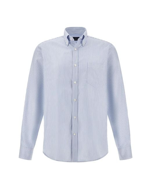 Paul & Shark Blue Cotton Oxford Shirt Soffio for men
