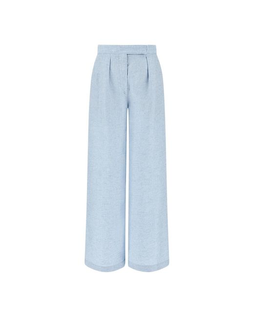 Paul & Shark Blue Wide Leg Linen Trousers