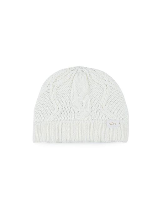 Paul & Shark White Merino Wool Beanie for men