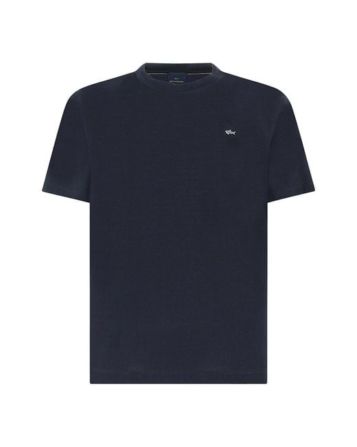 Paul & Shark Blue Double Mercerised Cotton Jersey T-Shirt for men