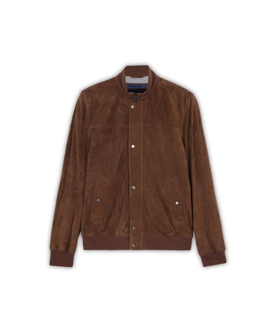 Paul & Shark Brown Aqualeather Suede Bomber for men