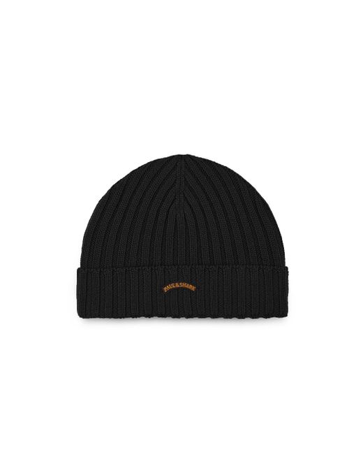 Paul & Shark Black Wool Beanie for men