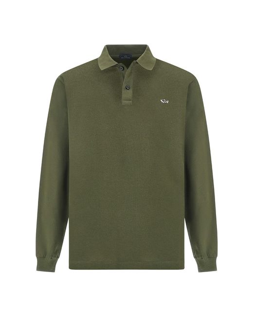 Paul & Shark Green Double Piqué Cotton Polo for men