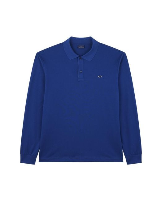 Paul & Shark Blue Double Piqué Cotton Polo for men