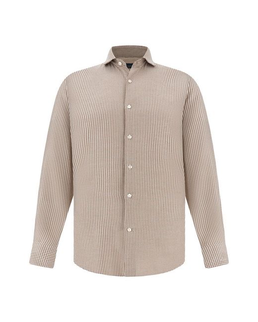 Paul & Shark Natural X-Soft Cotton Flannel Shirt With Houndstooth Pattern for men