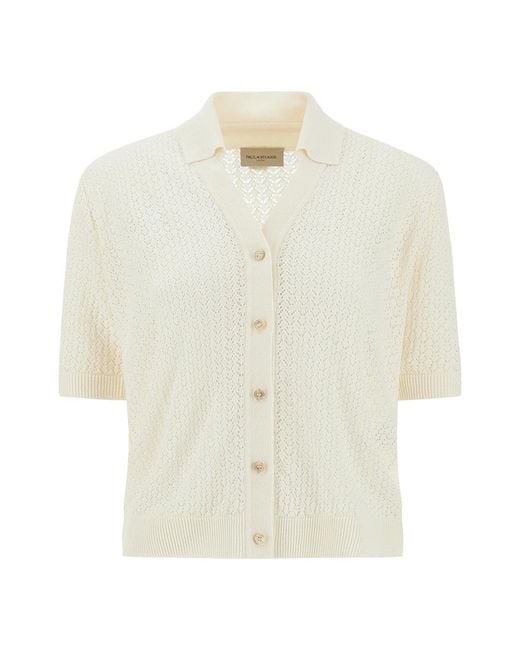 Paul & Shark White Linen Open Stitch Knit Cardigan