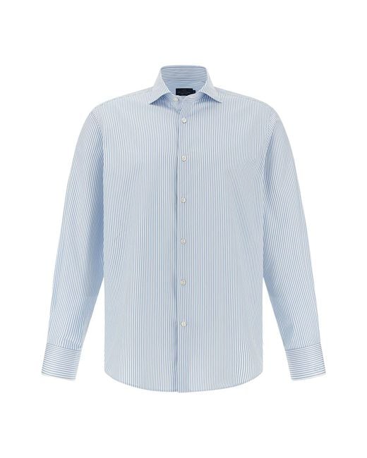 Paul & Shark Blue Soffio Cotton Twill Shirt for men