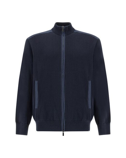 Paul & Shark Blue Zip‑Up Sweater for men