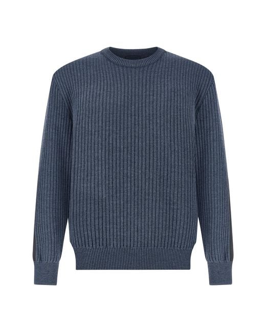 Paul & Shark Blue Tech Wool Crewneck Sweater With Typhoon Platinum Details for men