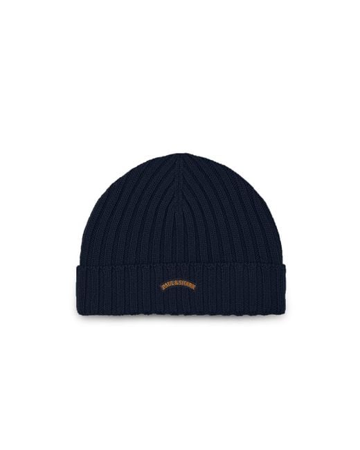 Paul & Shark Blue Wool Beanie for men