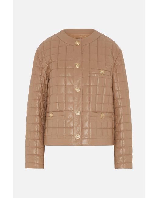 Lou Andrea Quilted Leather Jacket in Beige (Natural) | Lyst UK