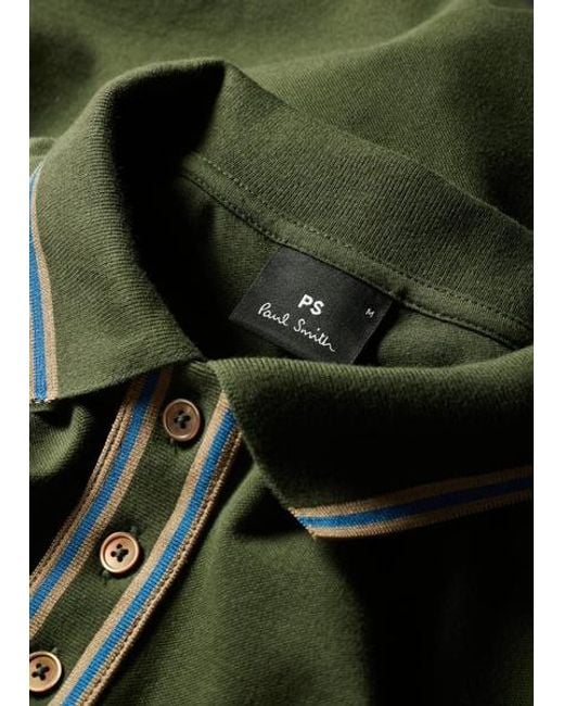 Paul Smith Green Cotton-Blend Polo Shirt for men