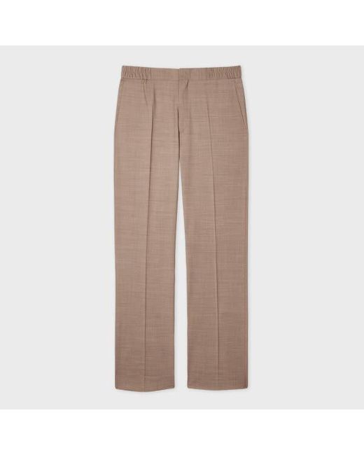 Paul Smith Brown Tan Tropical Wool Elasticated-Waist Trousers for men