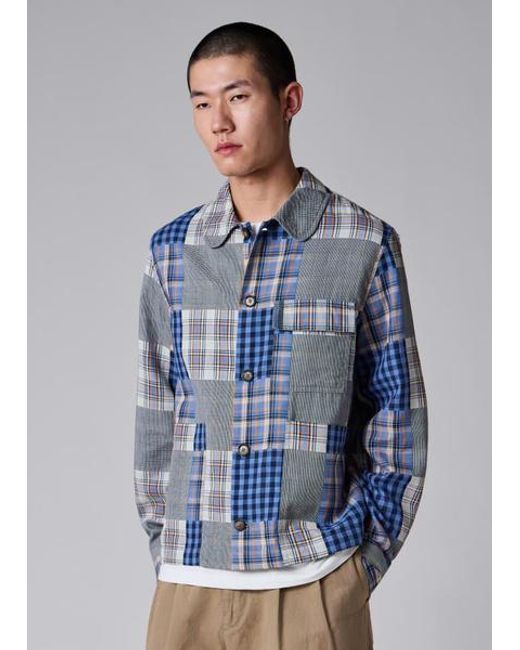 Paul Smith Blue Patchwork Check Chore Jacket for men