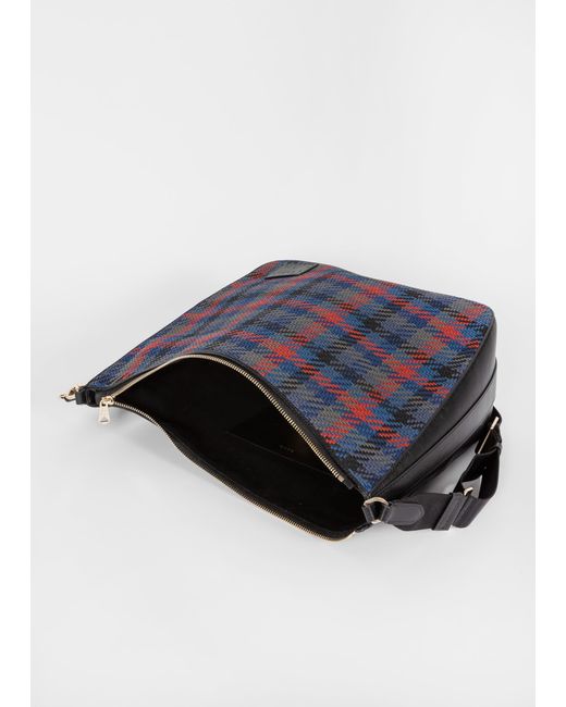 Paul Smith Blue Women's Navy And Red Woven Check Hobo Bag