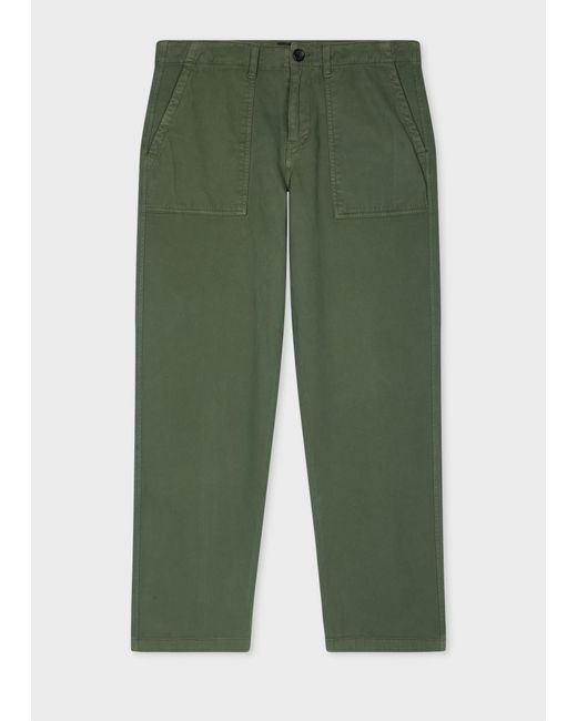 Paul Smith Green Relaxed-Fit Stretch Cotton-Twill Trousers for men