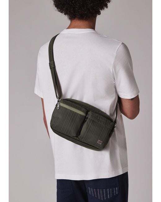 Paul Smith Green 'Laser Stripe' Recycled-Nylon Cross-Body Bag for men