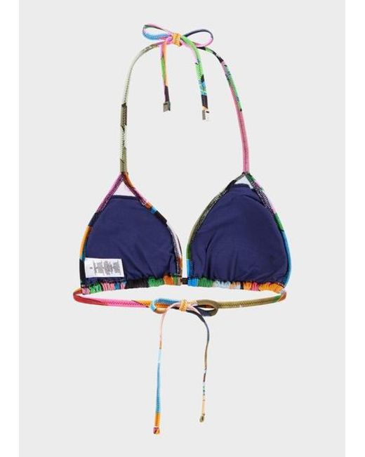 Paul Smith Green Multicolour 'River Collage' Bikini Top