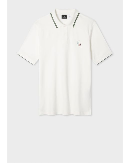 Paul Smith White 'Broad Stripe Zebra' Polo Shirt for men
