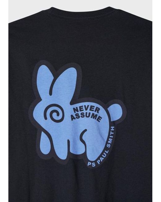 Paul Smith Blue 'Never Assume Bunny' Print T-Shirt for men