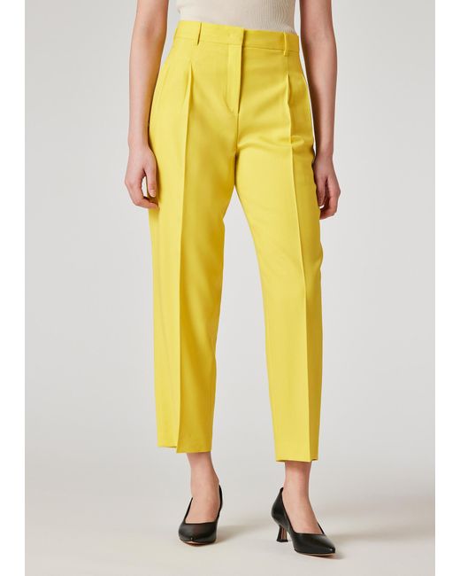 Paul Smith Yellow Wool Hopsack Pleated Trousers